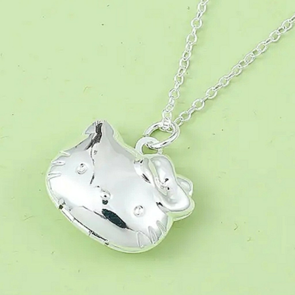 Sanrio Hello Kitty Pendant Silvertone Necklace Locket  Soft Sanriocore Kawaii - Picture 10 of 10